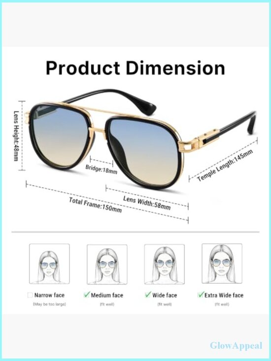 Oversized Double Bridge Aviator Sunglasses Unisex Vintage Fashion UV400 main image 5